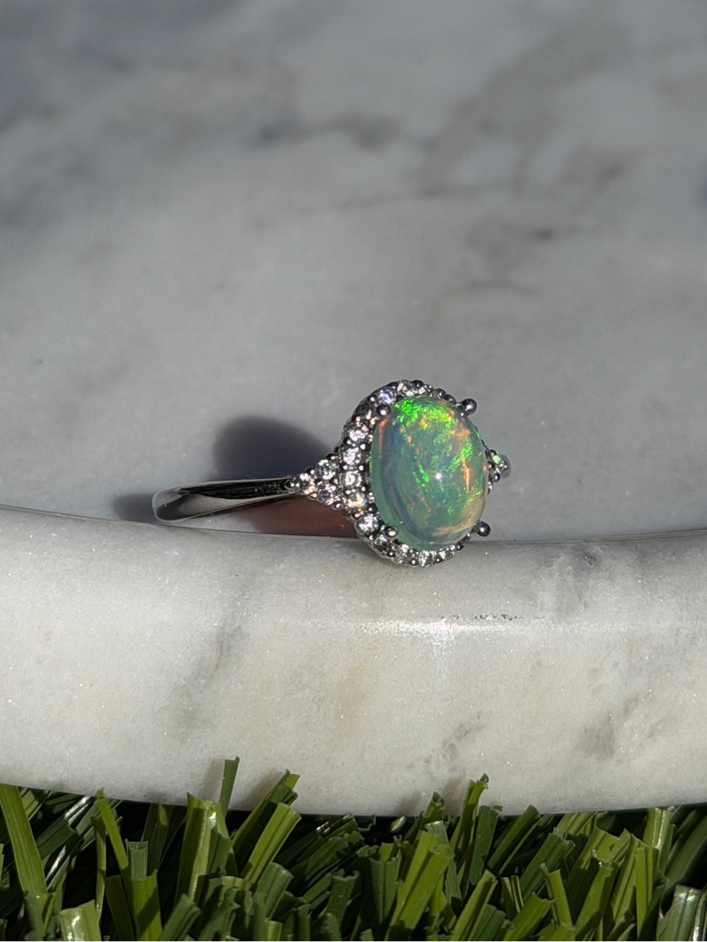 Adjustable Sterling Silver Opal Ring